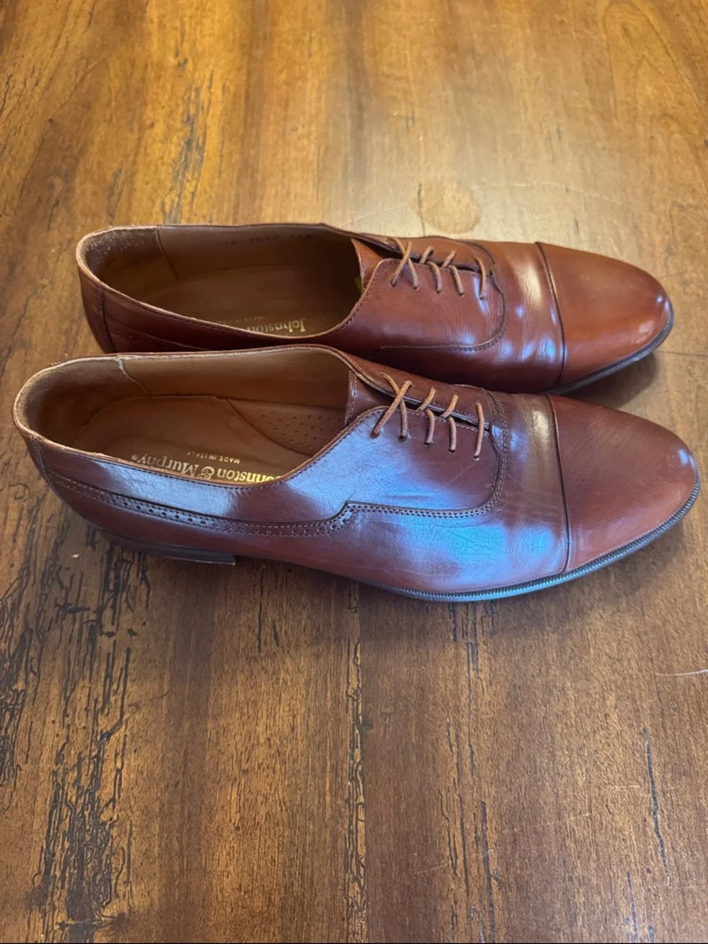 Johnston & Murphy Men's Melton Cap Toe 11 M Made in Italy Leather